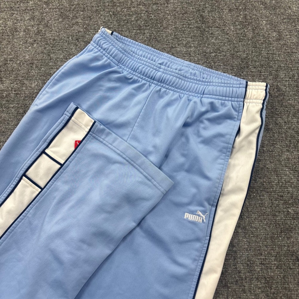 Puma‎ Track Pants Size Small Light Blue White Side Stripe Wide Leg Women's